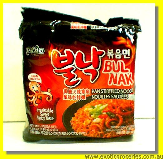 Instant Pan Stir-Fried Noodles Sweet & Spicy Octopus Flavour 4pk