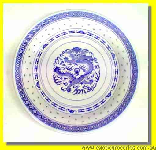 Blue Melamine Plate 9\" Rice Pattern 1009TM