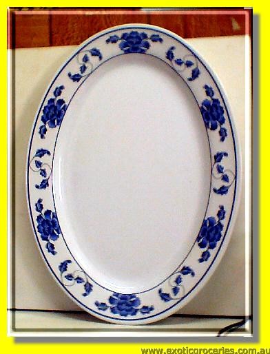 16" Blue Oval Melamine Plate 2016