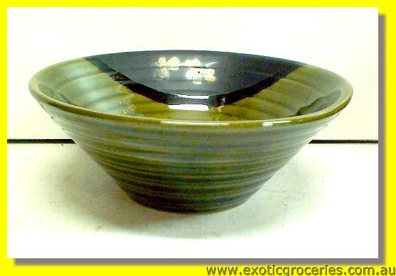 Japanese Style Green Ceramic Bowl 6.75\"
