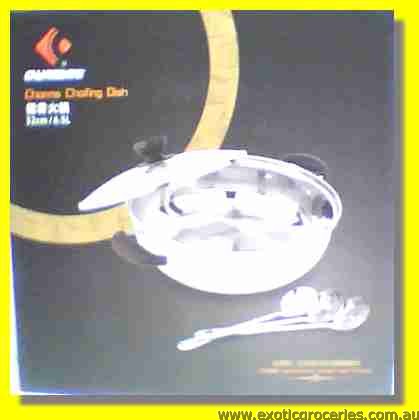 Stainless Steel Divided Hot Pot with Glass Lid 32cm