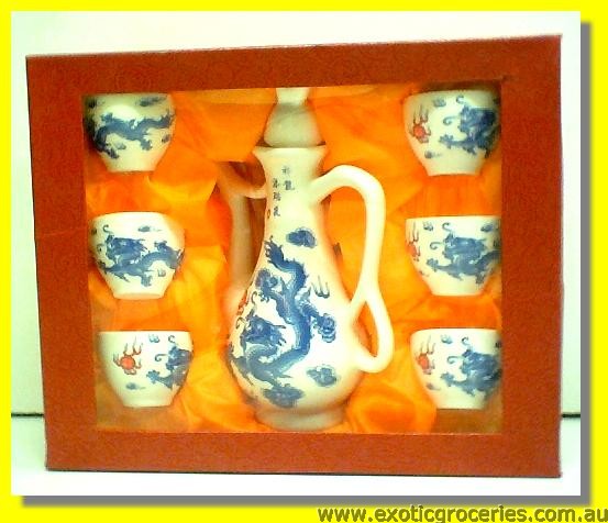 Sake Pot Set 7pcs Dragon H621