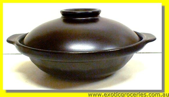 2 Handle Black Clay Pot 23CM QK2471