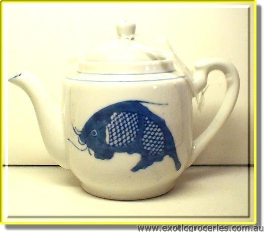 Blue Fish Tall Teapot #3