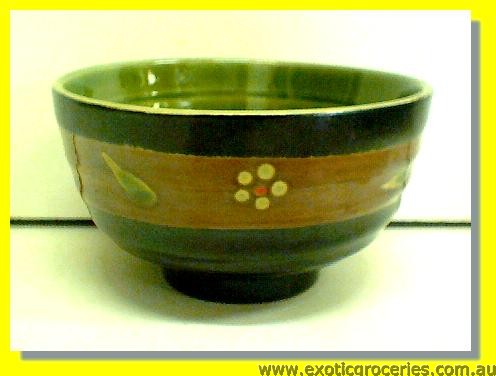 Black Green Floral Bowl 4.5" W17157
