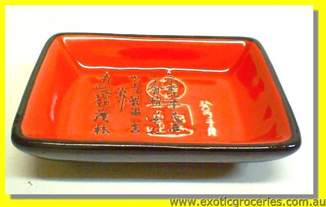 Black Red Saucer with Chinese Writing