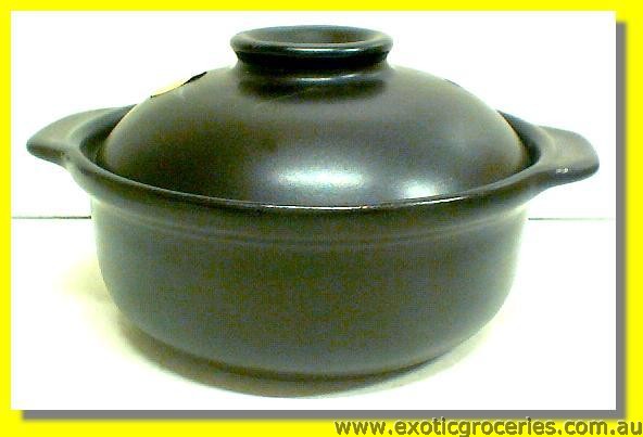 2 Handles Clay Pot Black 15.5cm