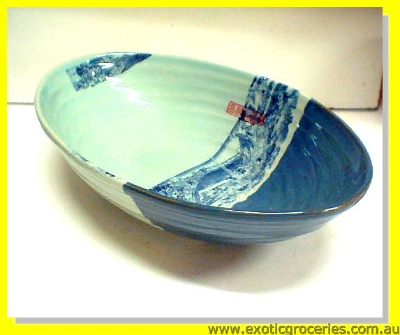 Blue Qing Ming Oval Shape Dish 30cm