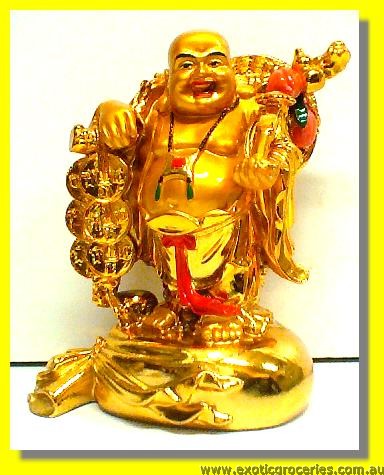 Lucky Golden Smiling Buddha 6.5"